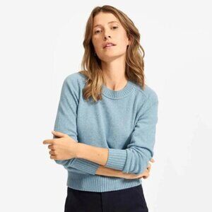 EUC Everlane ReCashmere Vintage Crew Sweater, Heathered Aqua, Small